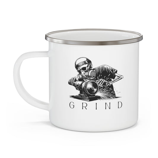 Grind Or Die Enamel Camping Mug